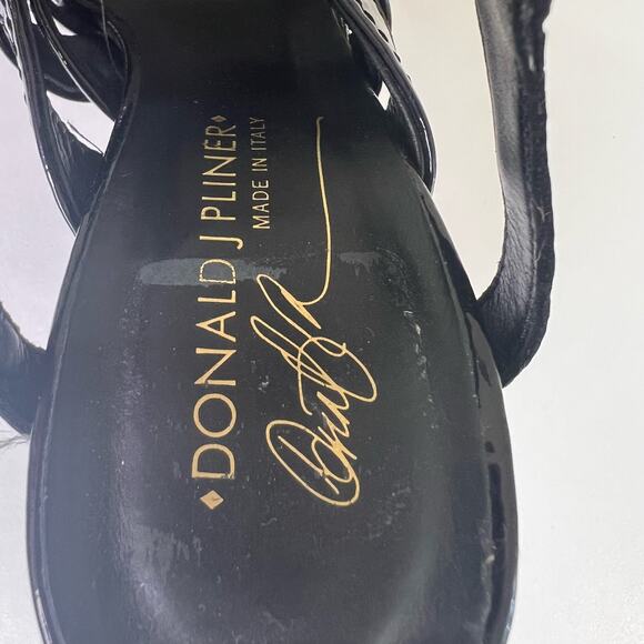 Donald J PIlner Strappy Black Patent Leather High Heels 7.5 - Picture 6 of 6